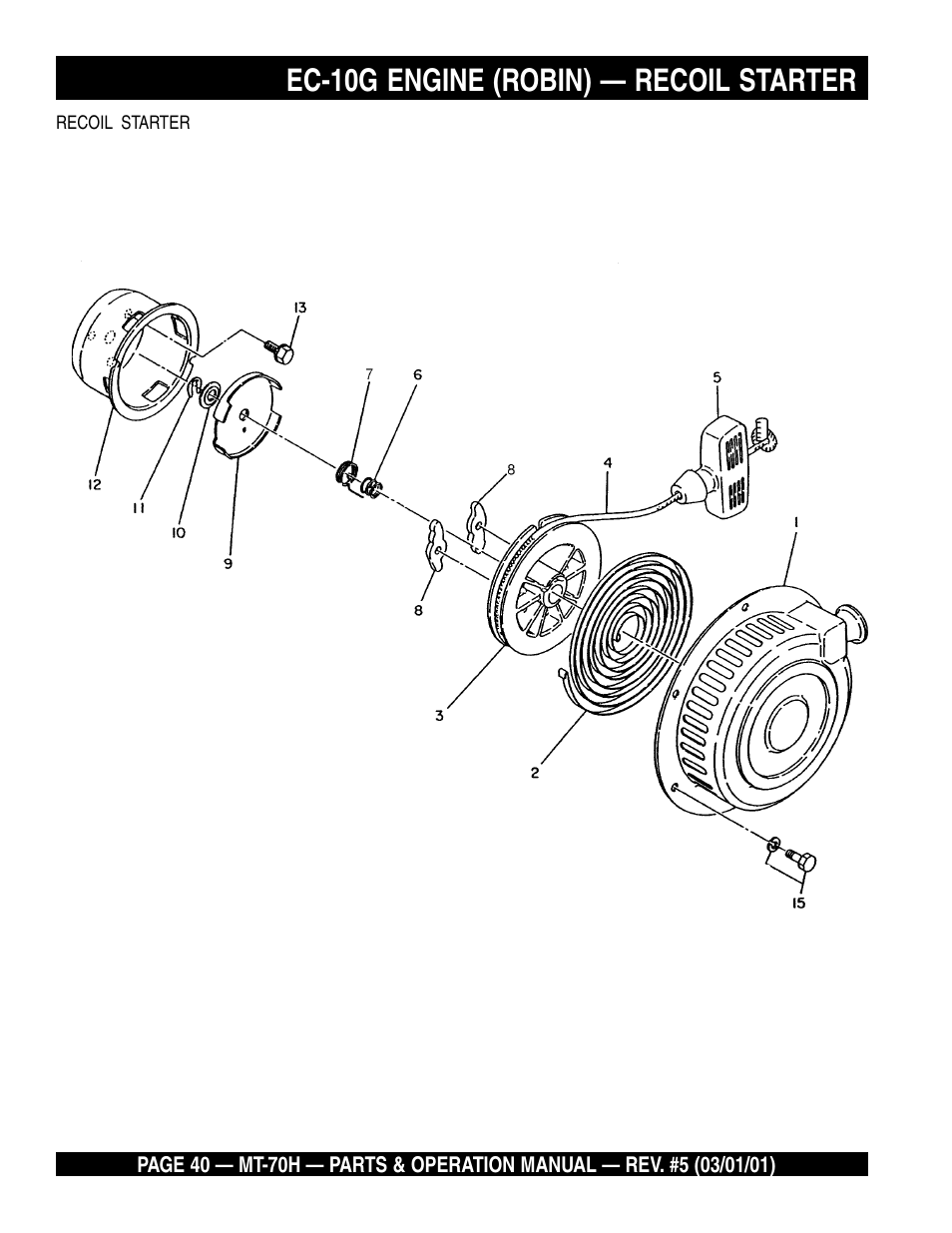 Ec-10g engine (robin) — recoil starter | Multiquip MT70H User Manual | Page 40 / 44