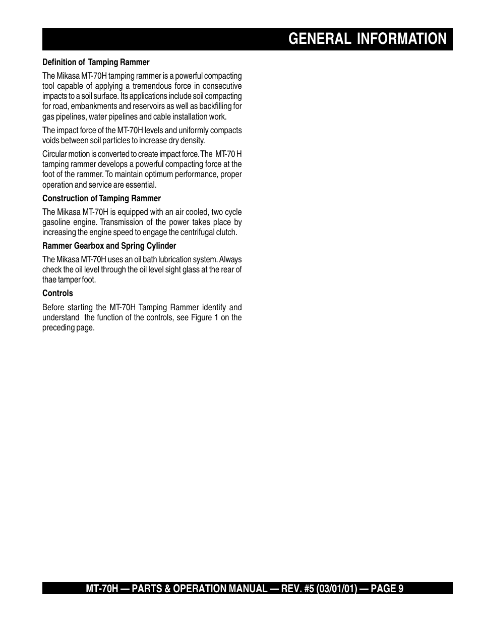 General information | Multiquip MT70H User Manual | Page 9 / 44
