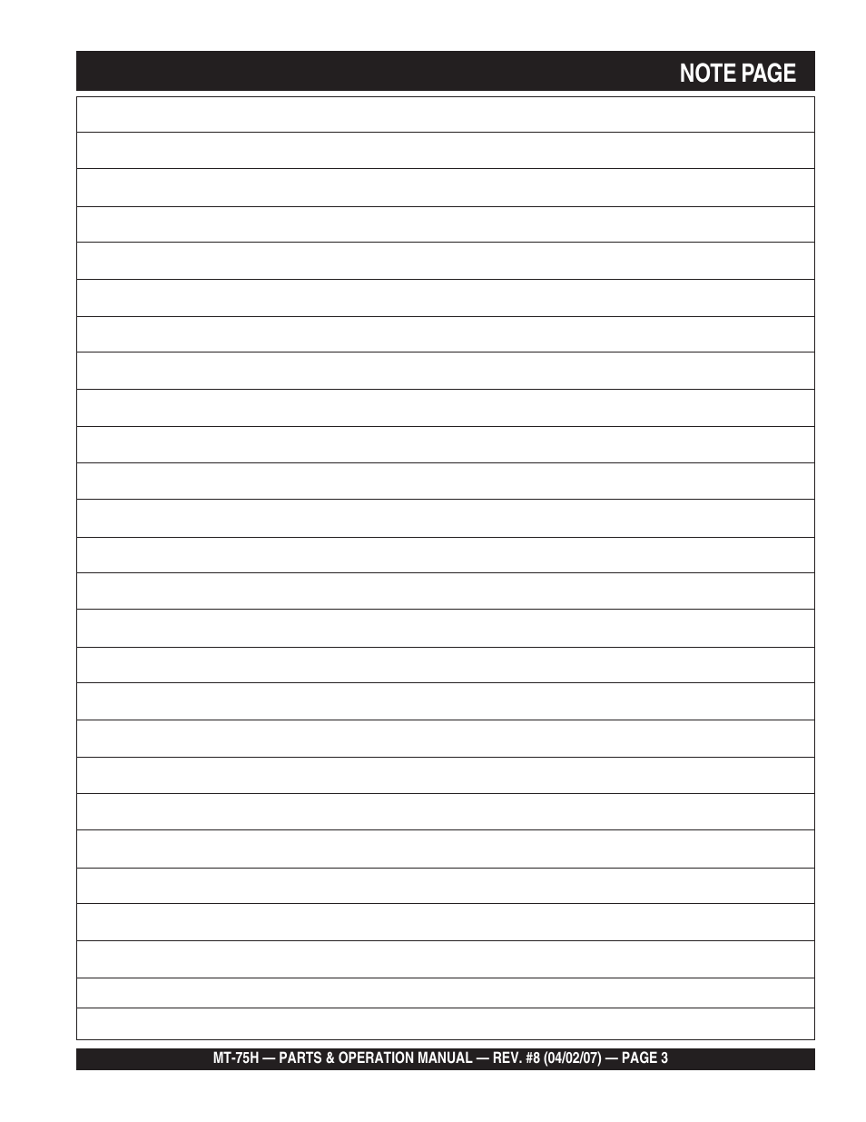 Multiquip MT75H User Manual | Page 3 / 42