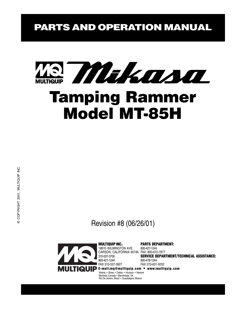 Multiquip MT85H User Manual | 42 pages