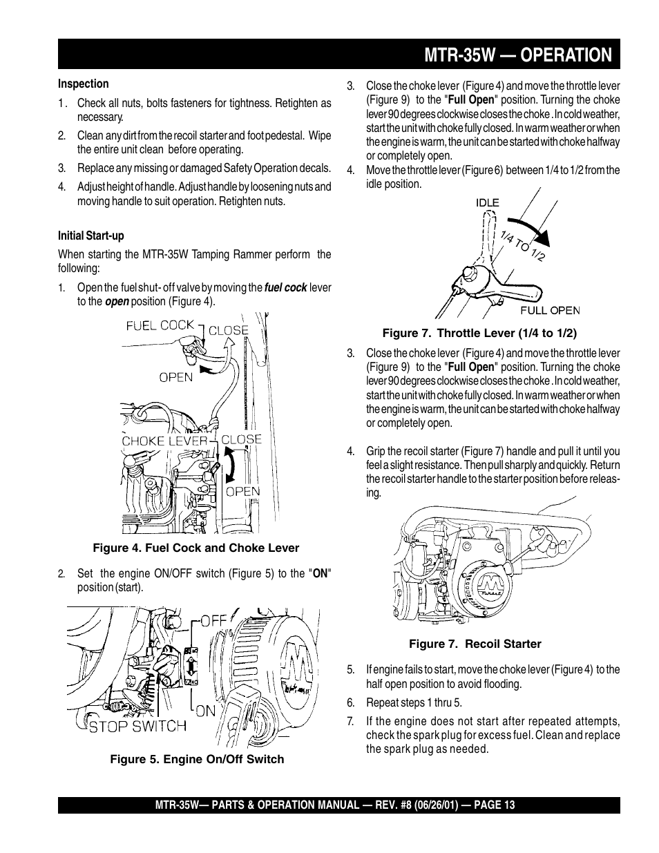 Mtr-35w — operation | Multiquip MTR35W User Manual | Page 13 / 46