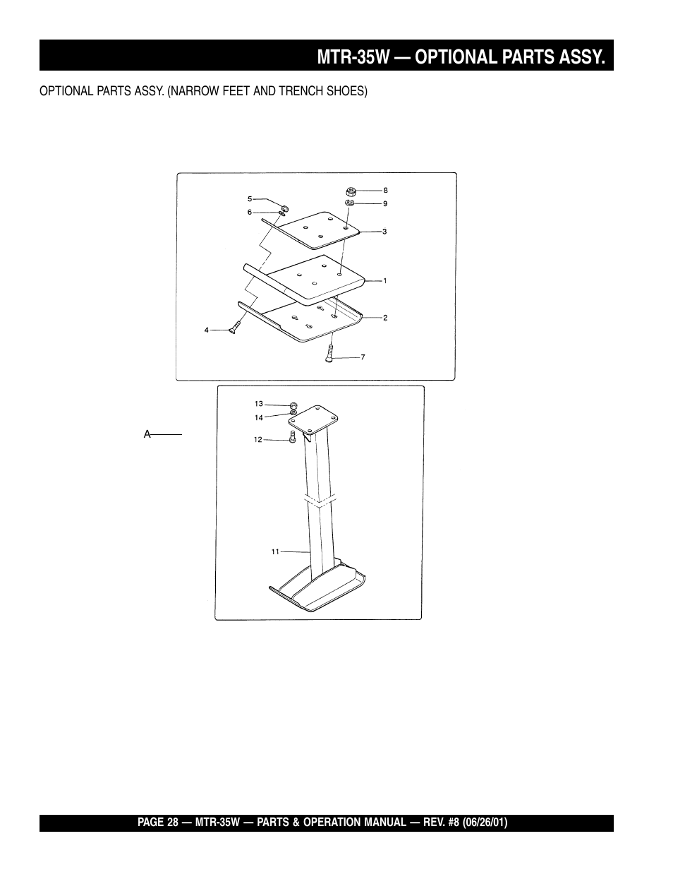 Mtr-35w — optional parts assy | Multiquip MTR35W User Manual | Page 28 / 46