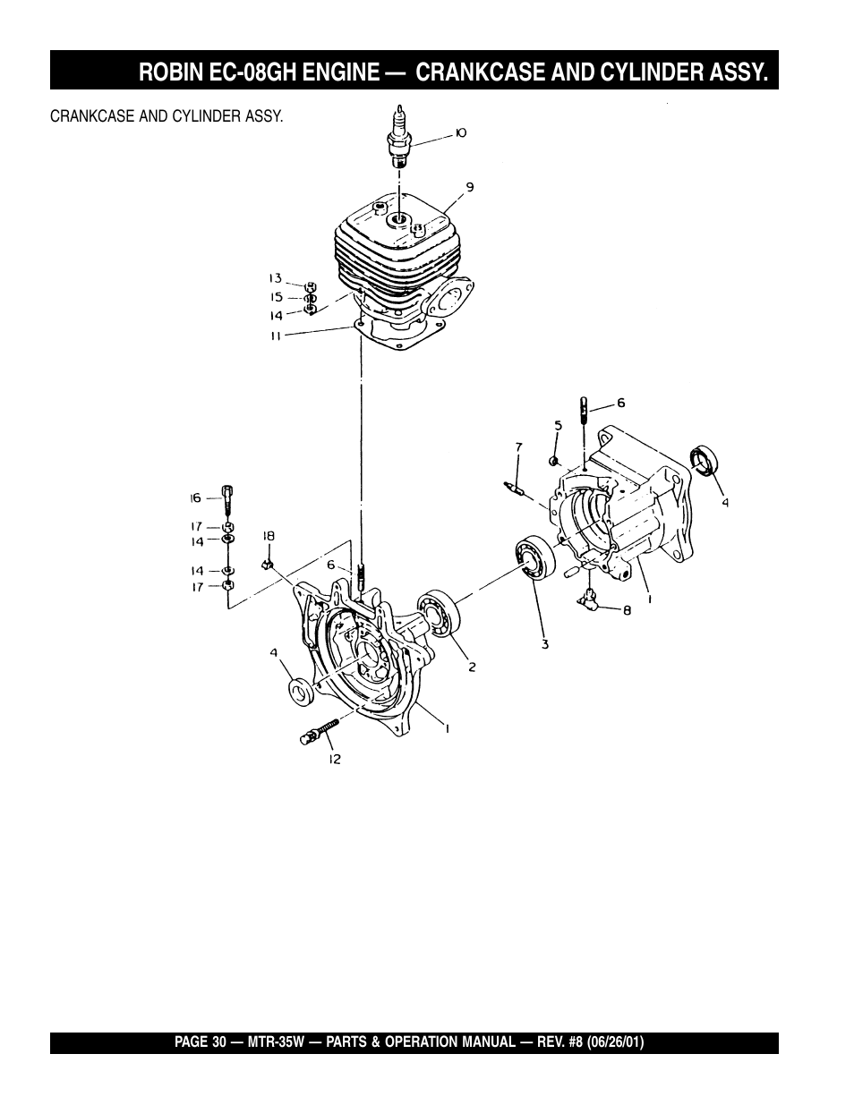 Robin ec-08gh engine — crankcase and cylinder assy | Multiquip MTR35W User Manual | Page 30 / 46