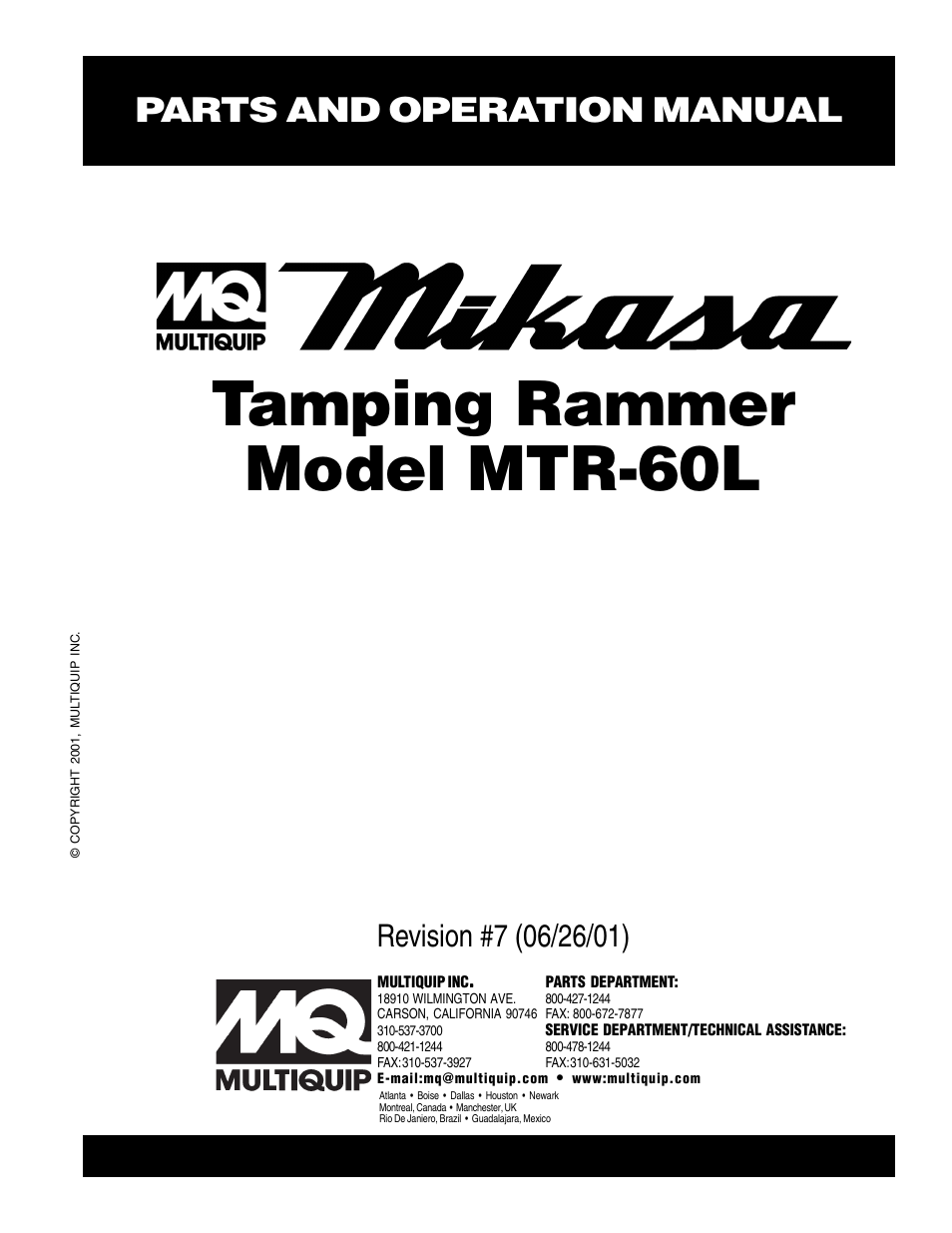 Multiquip MTR60L User Manual | 44 pages