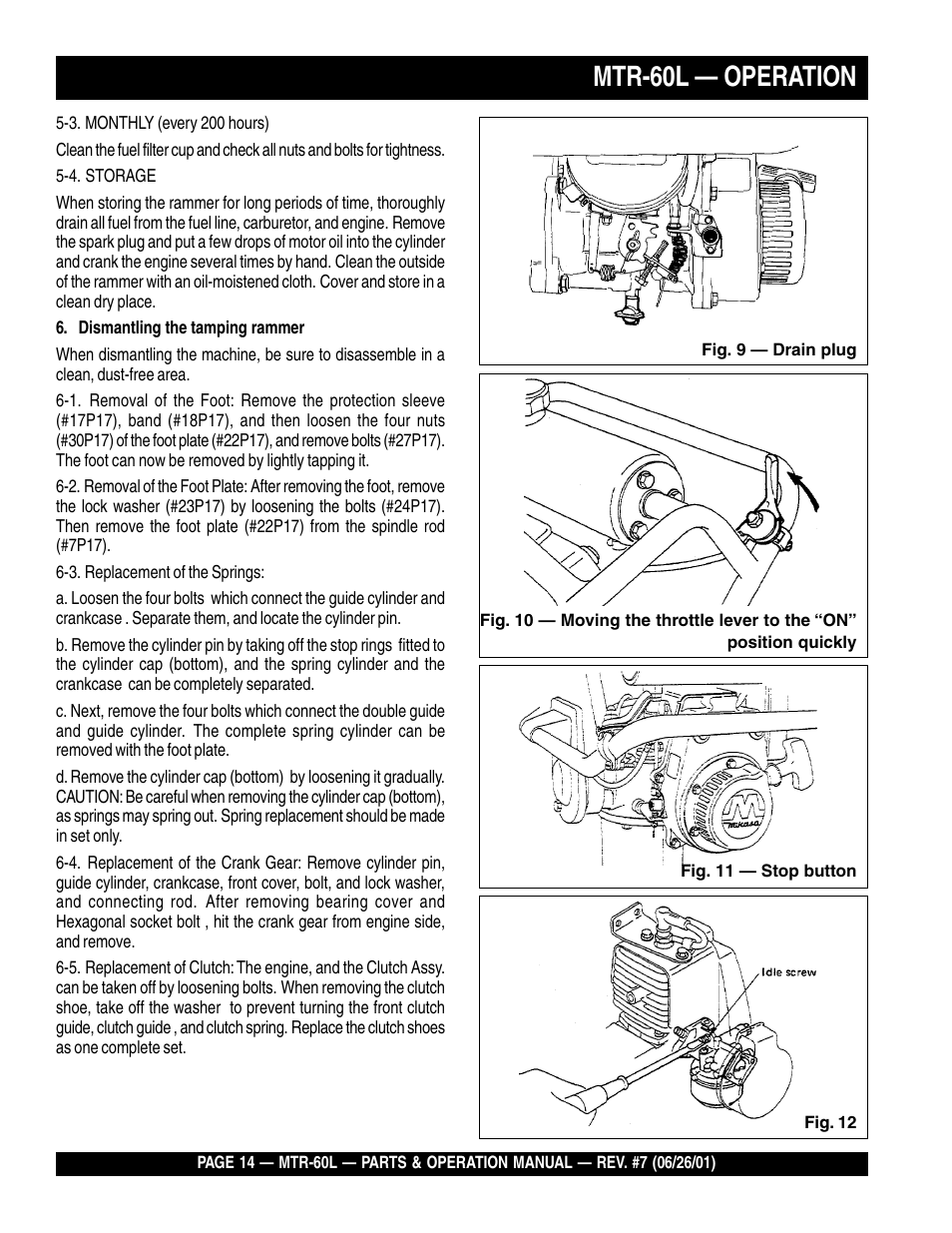Mtr-60l — operation | Multiquip MTR60L User Manual | Page 14 / 44