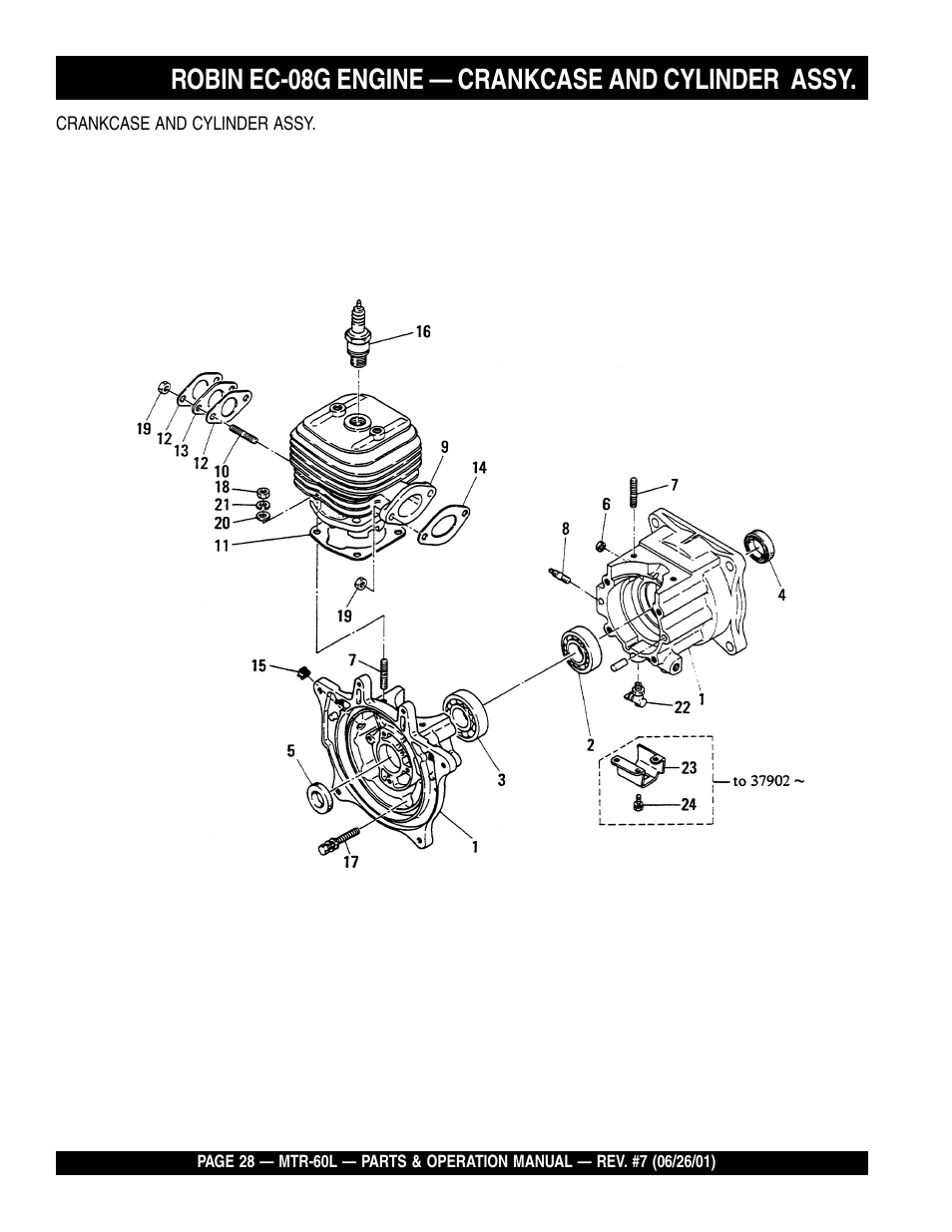 Robin ec-08g engine — crankcase and cylinder assy | Multiquip MTR60L User Manual | Page 28 / 44