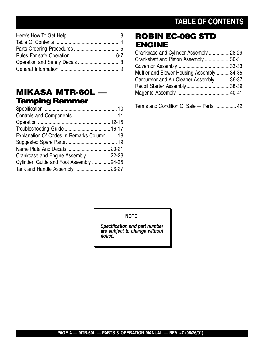 Multiquip MTR60L User Manual | Page 4 / 44