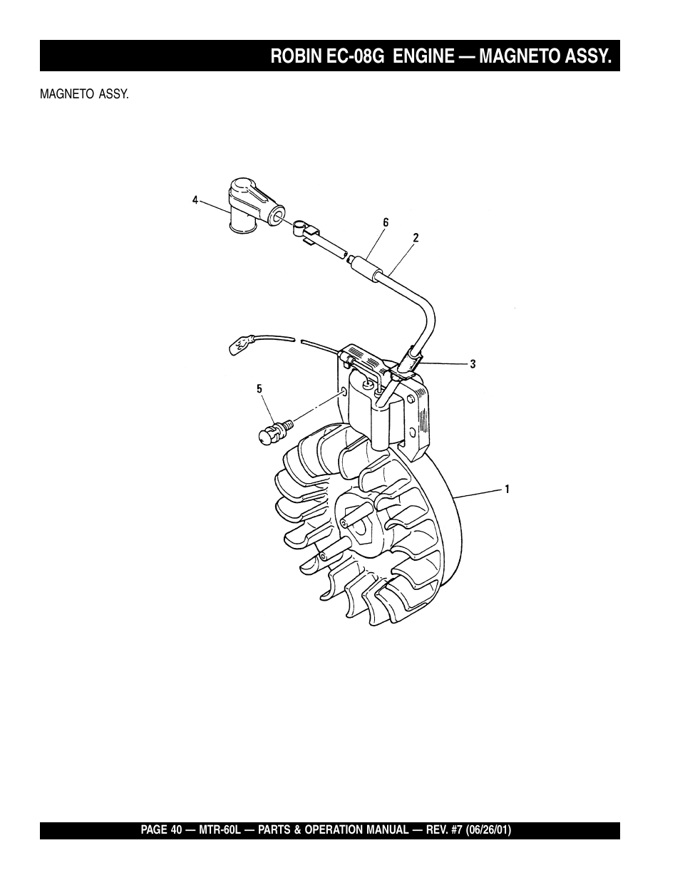 Robin ec-08g engine — magneto assy | Multiquip MTR60L User Manual | Page 40 / 44