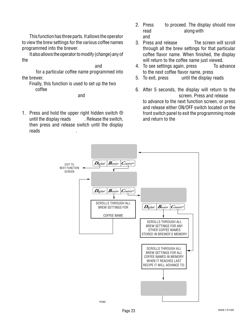 Programming the brewer (cont.) | Bunn Dual TF DBC User Manual | Page 23 / 56