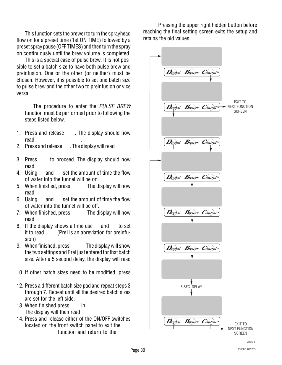 Programming the brewer (cont.) | Bunn Dual TF DBC User Manual | Page 30 / 56