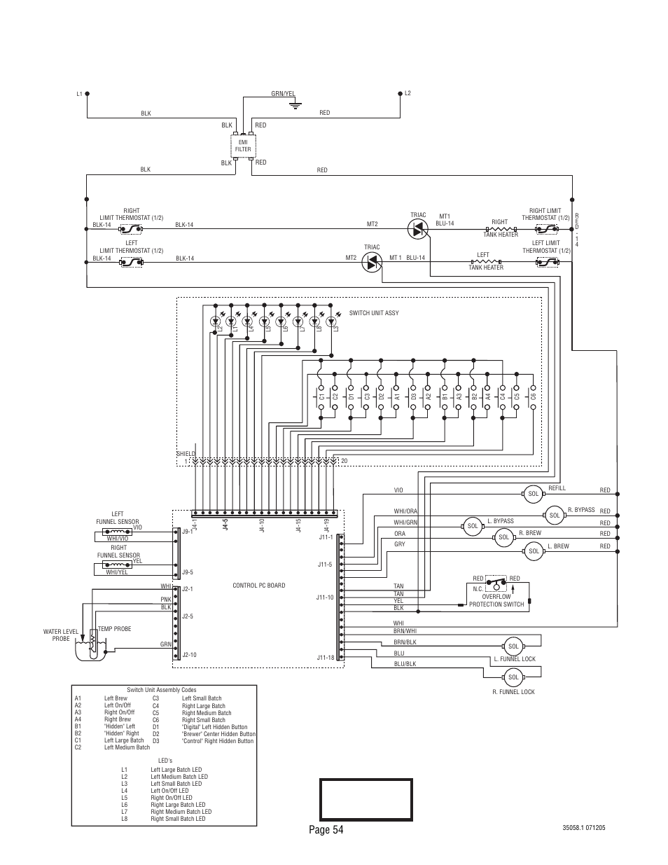 Schematic wiring diagram dual tf dbc brewwise, Page 54 | Bunn Dual TF DBC User Manual | Page 54 / 56