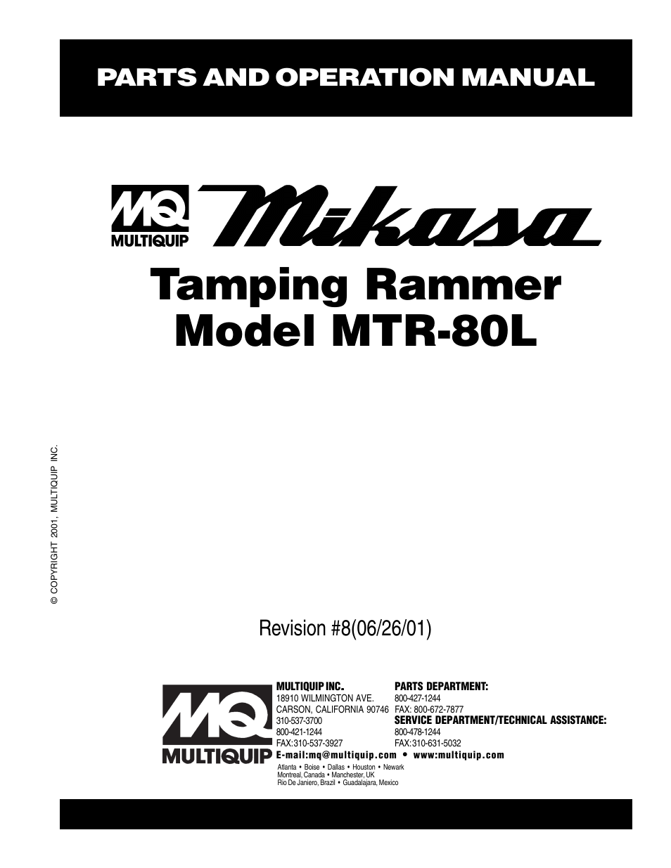 Multiquip MTR80L User Manual | 44 pages