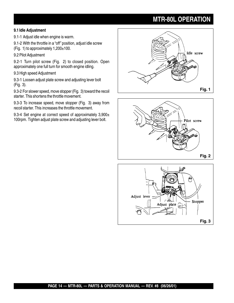 Mtr-80l operation | Multiquip MTR80L User Manual | Page 14 / 44