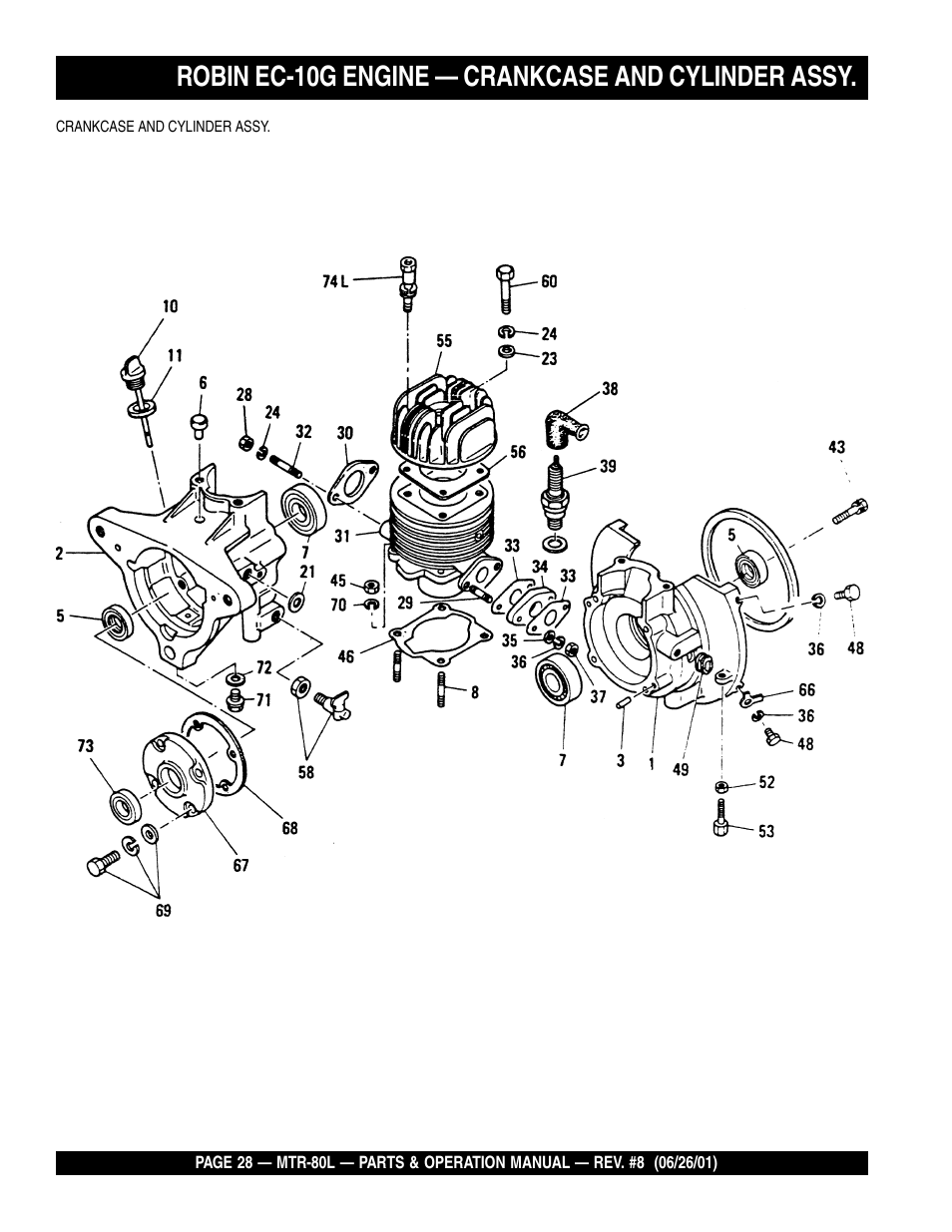 Robin ec-10g engine — crankcase and cylinder assy | Multiquip MTR80L User Manual | Page 28 / 44