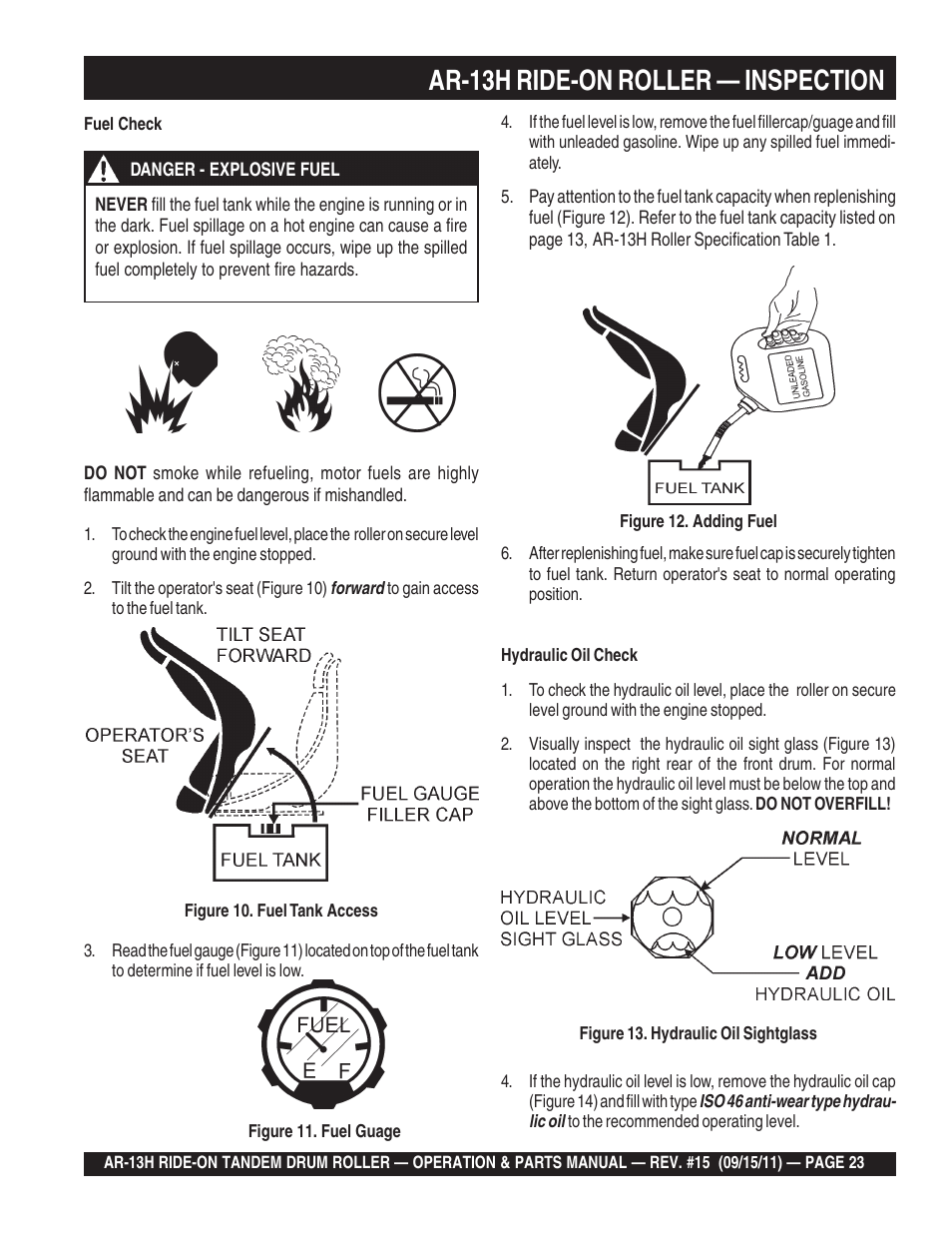 Ar-13h ride-on roller — inspection | Multiquip AR13H User Manual | Page 23 / 116