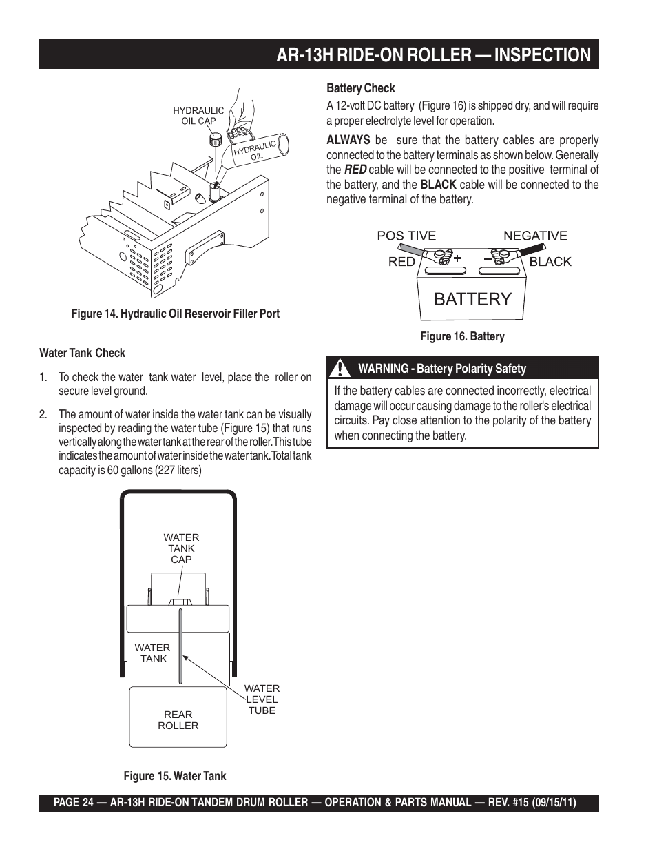 Ar-13h ride-on roller — inspection | Multiquip AR13H User Manual | Page 24 / 116