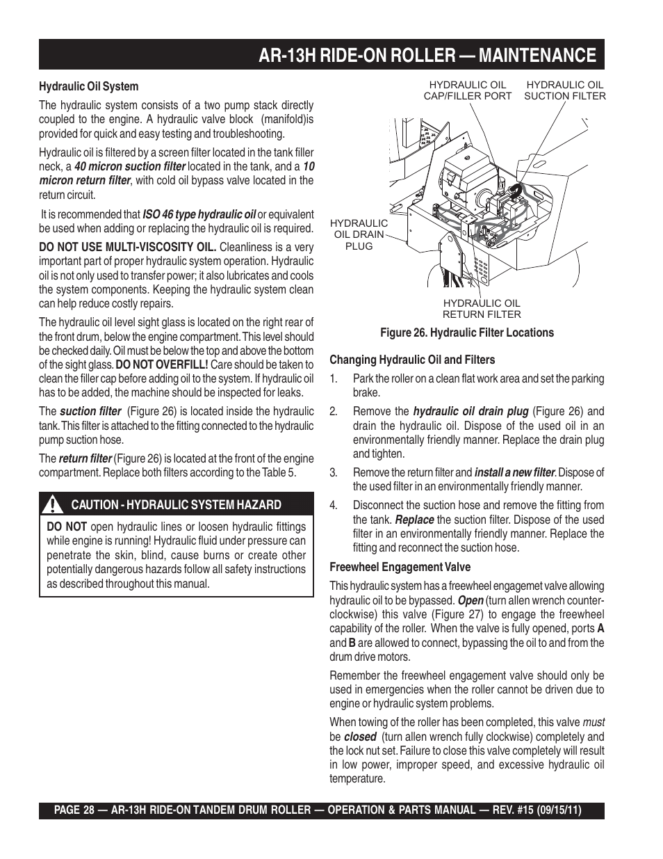 Ar-13h ride-on roller — maintenance | Multiquip AR13H User Manual | Page 28 / 116