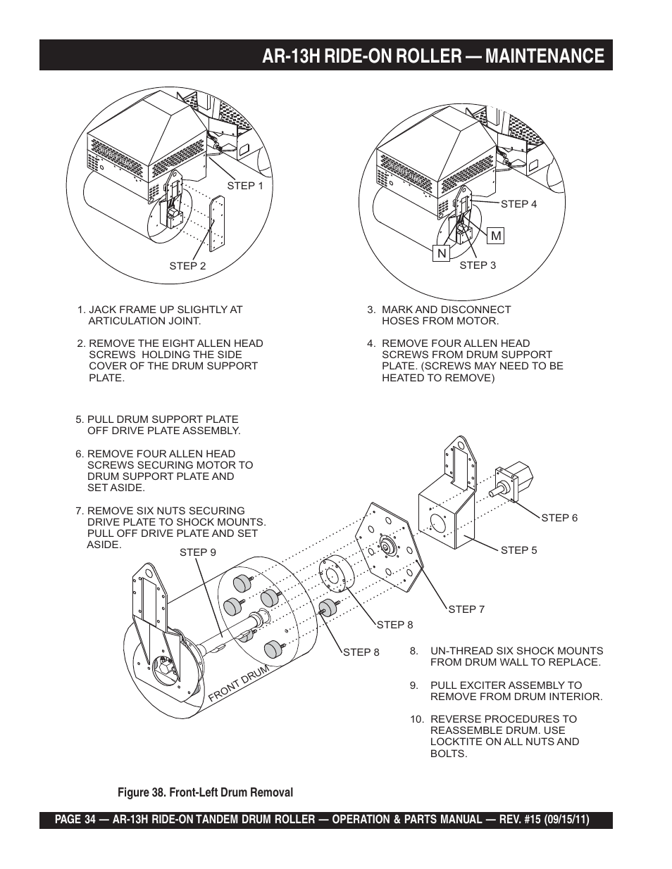 Ar-13h ride-on roller — maintenance | Multiquip AR13H User Manual | Page 34 / 116