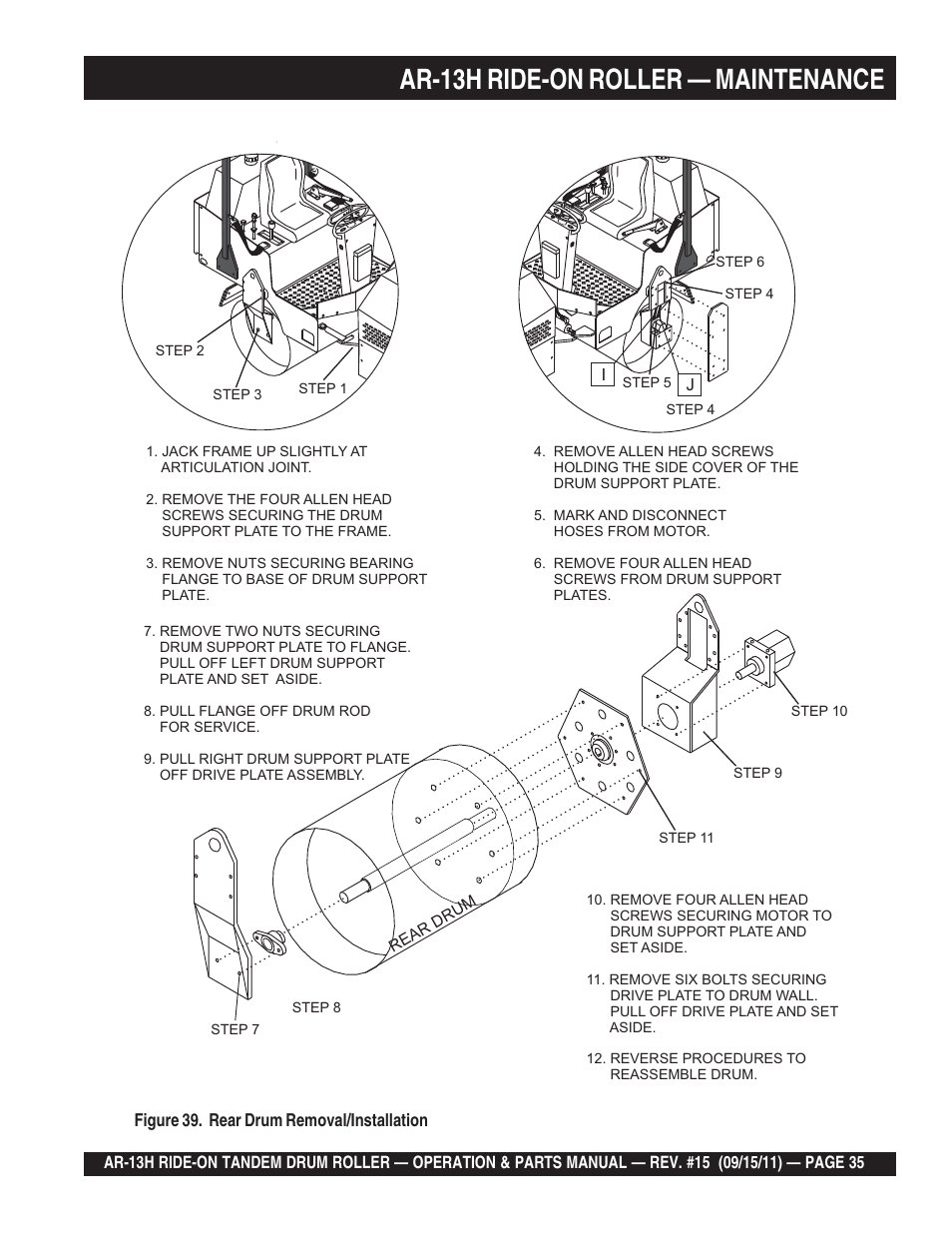 Ar-13h ride-on roller — maintenance | Multiquip AR13H User Manual | Page 35 / 116