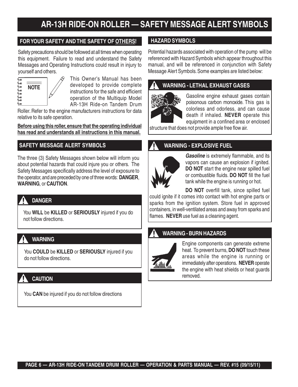 Multiquip AR13H User Manual | Page 6 / 116