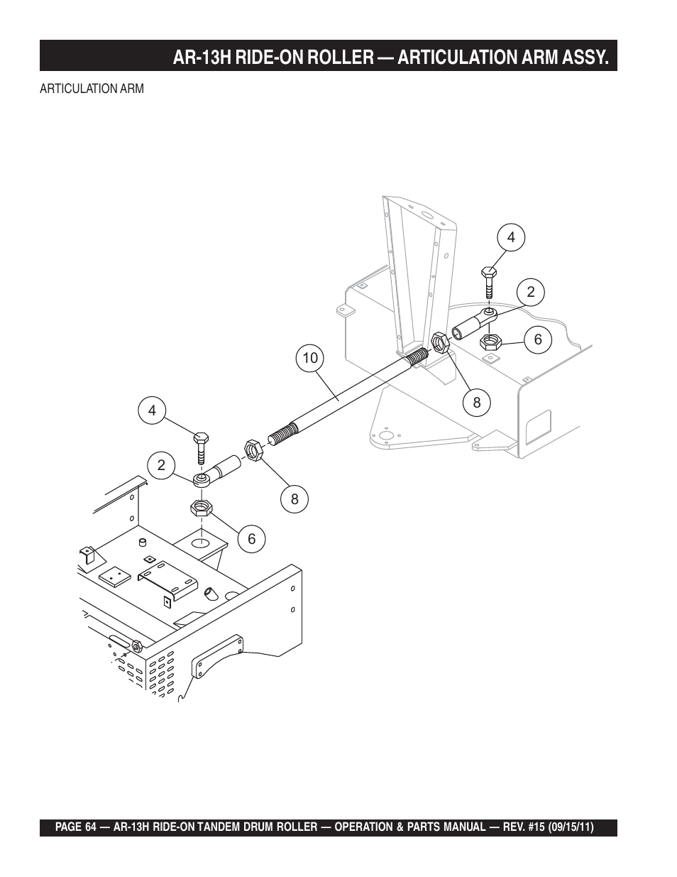 Ar-13h ride-on roller — articulation arm assy | Multiquip AR13H User Manual | Page 64 / 116