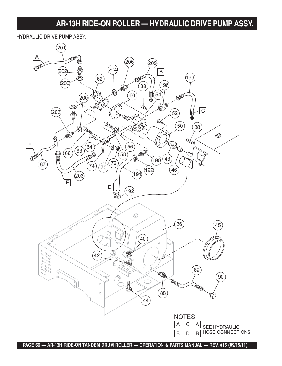 Ar-13h ride-on roller — hydraulic drive pump assy | Multiquip AR13H User Manual | Page 66 / 116
