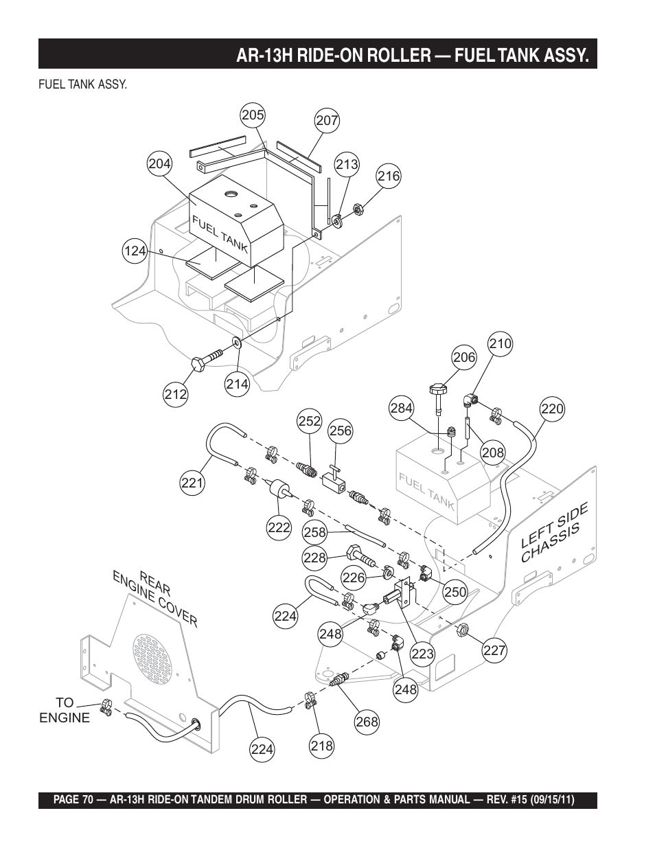 Ar-13h ride-on roller — fuel tank assy | Multiquip AR13H User Manual | Page 70 / 116