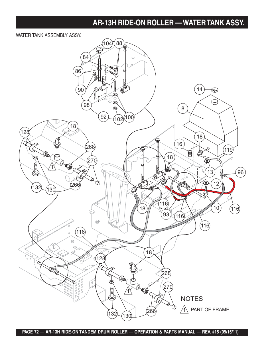 Ar-13h ride-on roller — water tank assy | Multiquip AR13H User Manual | Page 72 / 116