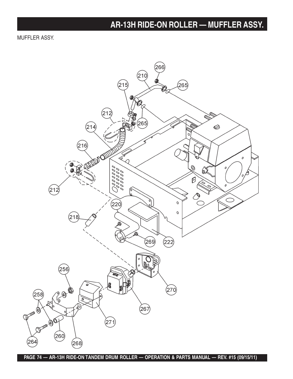 Ar-13h ride-on roller — muffler assy | Multiquip AR13H User Manual | Page 74 / 116