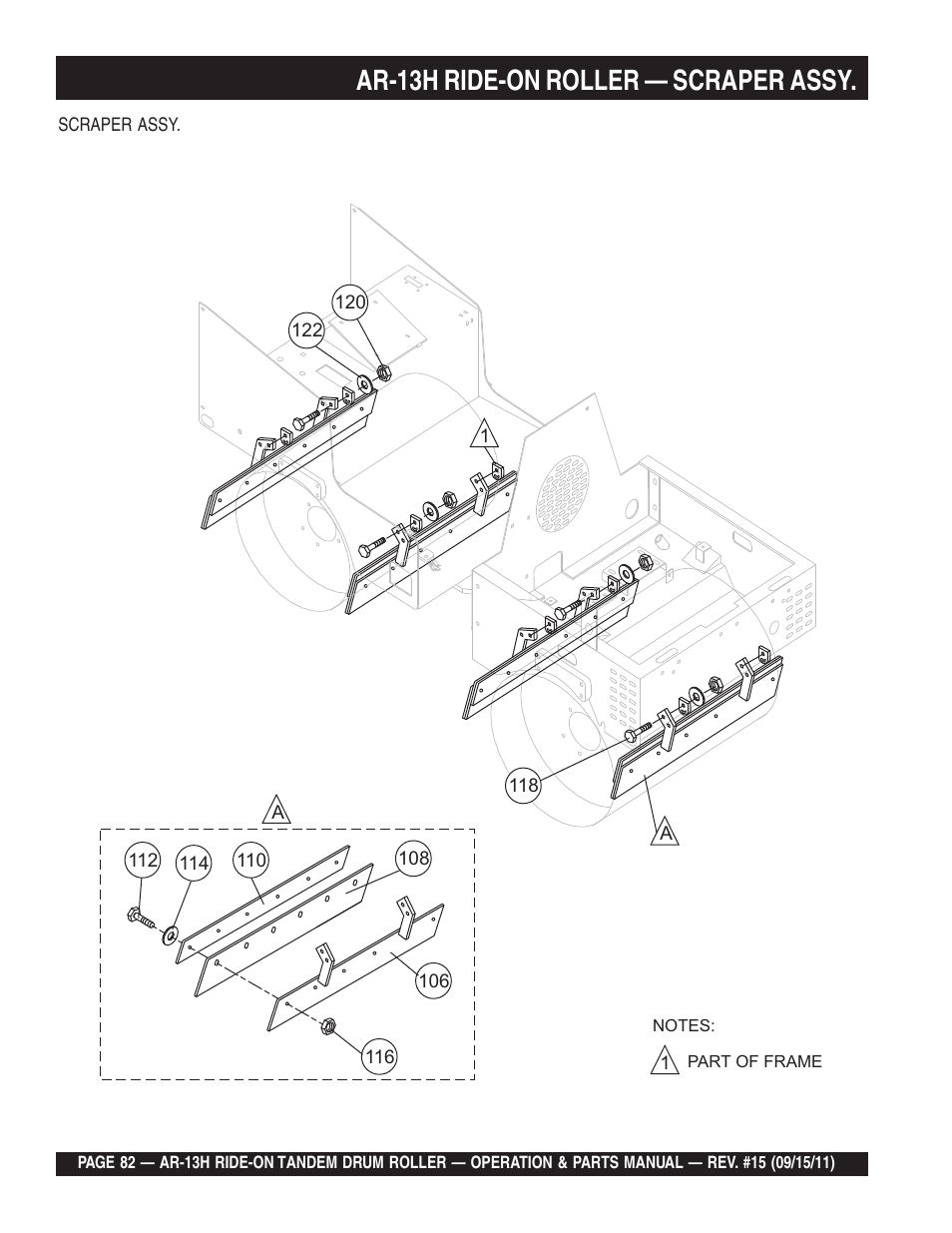 Ar-13h ride-on roller — scraper assy | Multiquip AR13H User Manual | Page 82 / 116