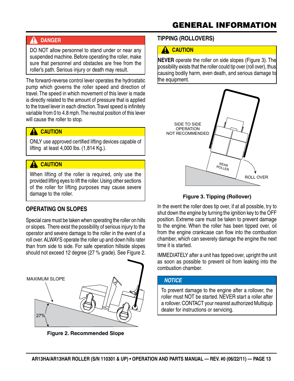 General information | Multiquip AR13HAR User Manual | Page 13 / 82
