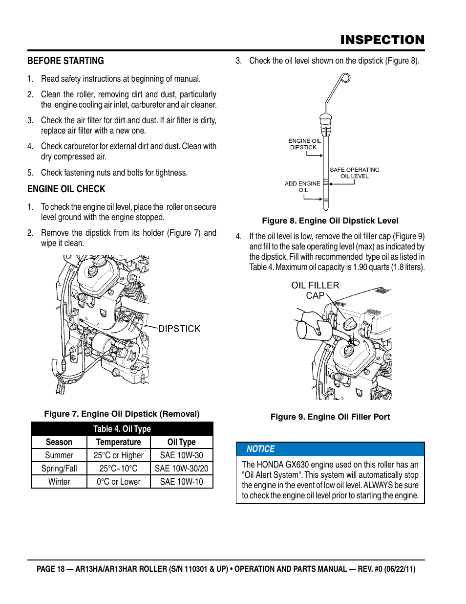 Inspection | Multiquip AR13HAR User Manual | Page 18 / 82