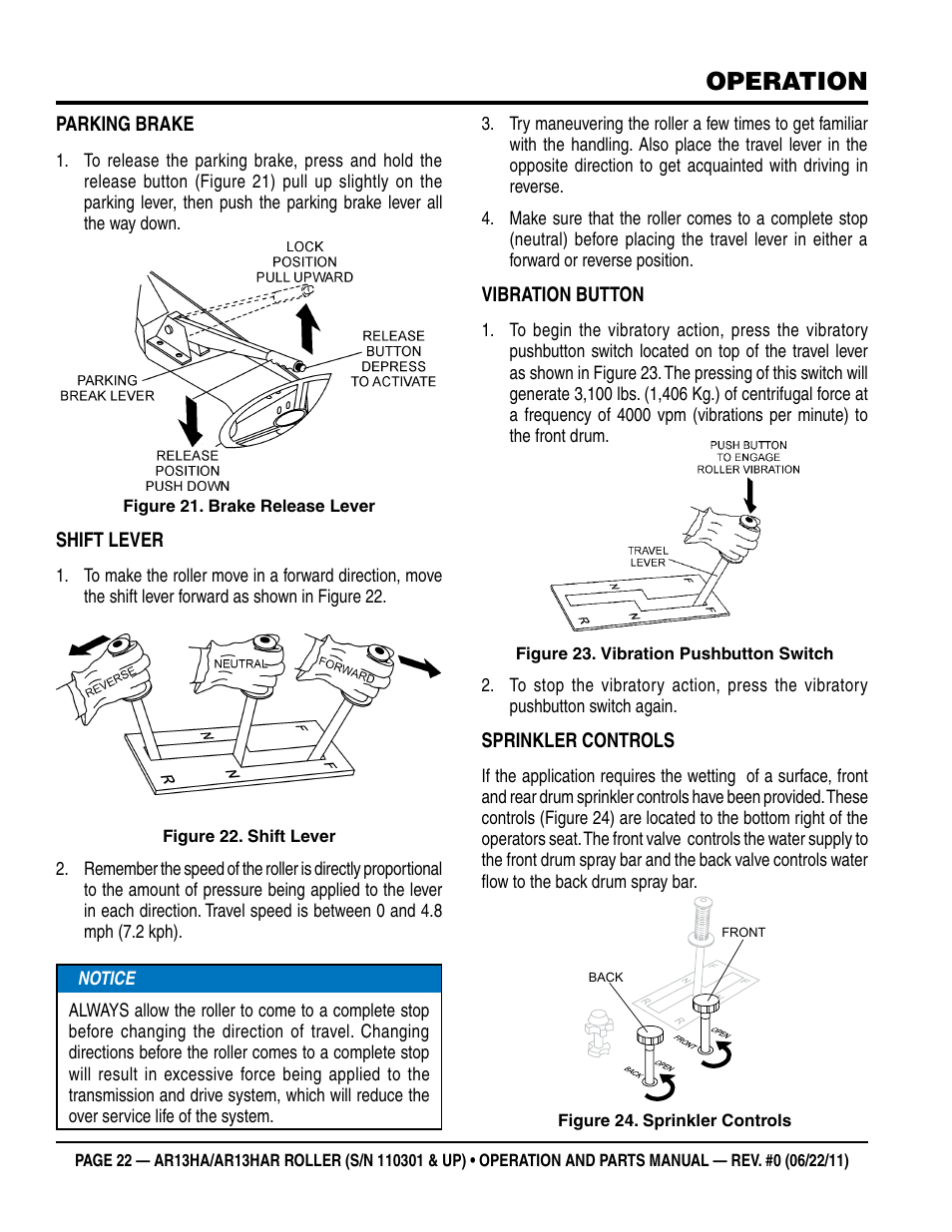 Operation | Multiquip AR13HAR User Manual | Page 22 / 82