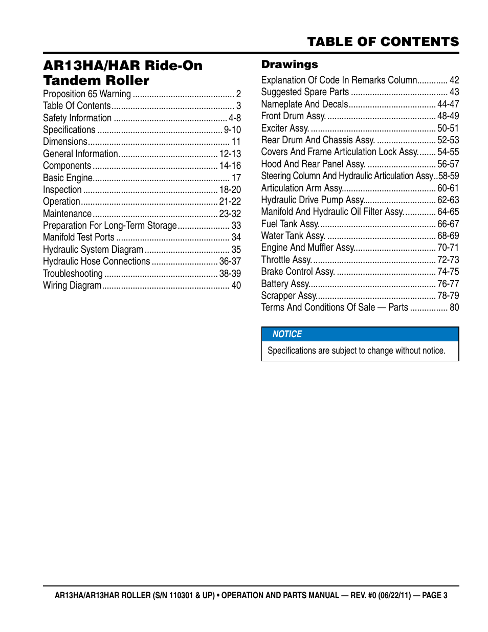 Multiquip AR13HAR User Manual | Page 3 / 82