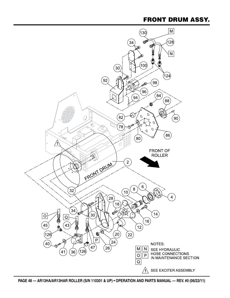 Front drum assy | Multiquip AR13HAR User Manual | Page 48 / 82