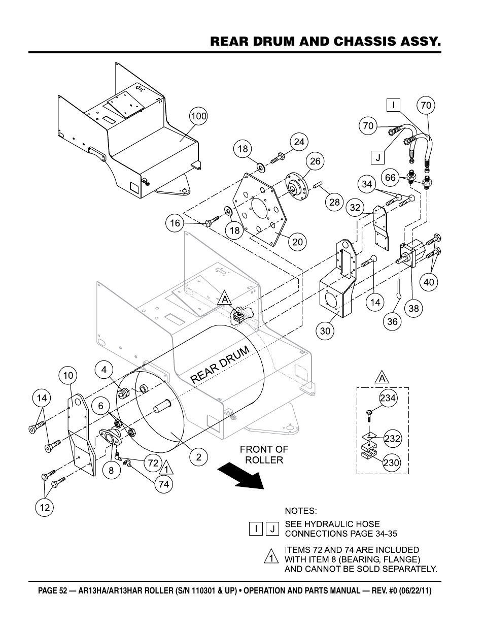 Rear drum and chassis assy | Multiquip AR13HAR User Manual | Page 52 / 82