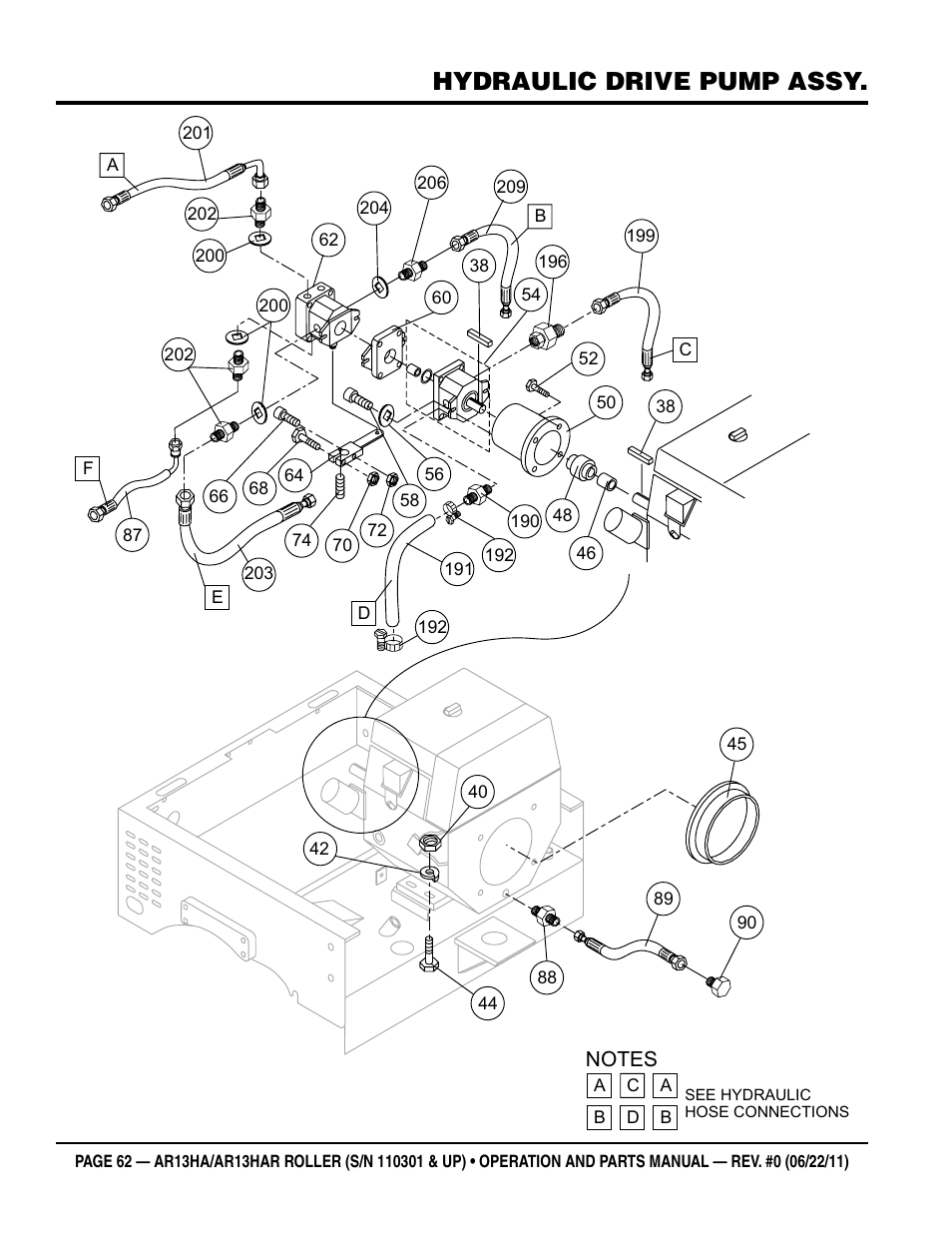Hydraulic drive pump assy | Multiquip AR13HAR User Manual | Page 62 / 82