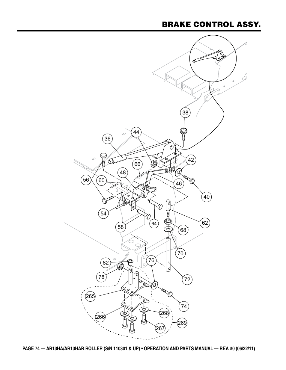 Brake control assy | Multiquip AR13HAR User Manual | Page 74 / 82