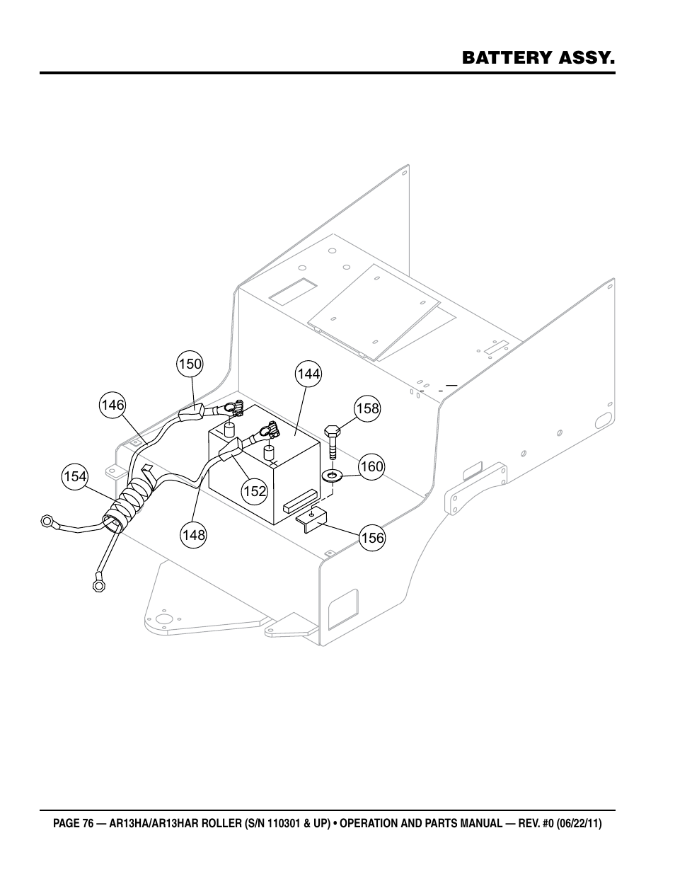 Battery assy | Multiquip AR13HAR User Manual | Page 76 / 82