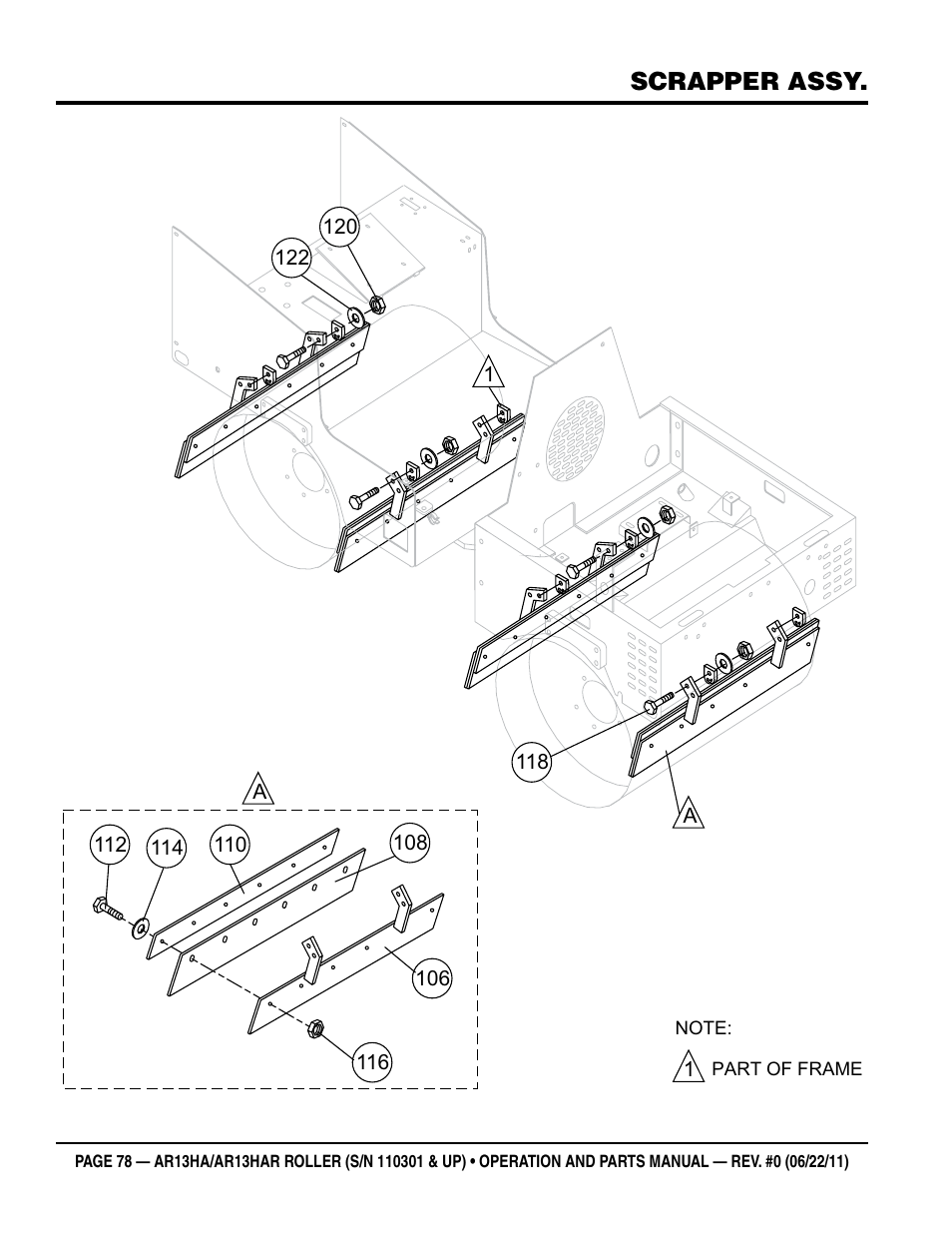 Scrapper assy | Multiquip AR13HAR User Manual | Page 78 / 82