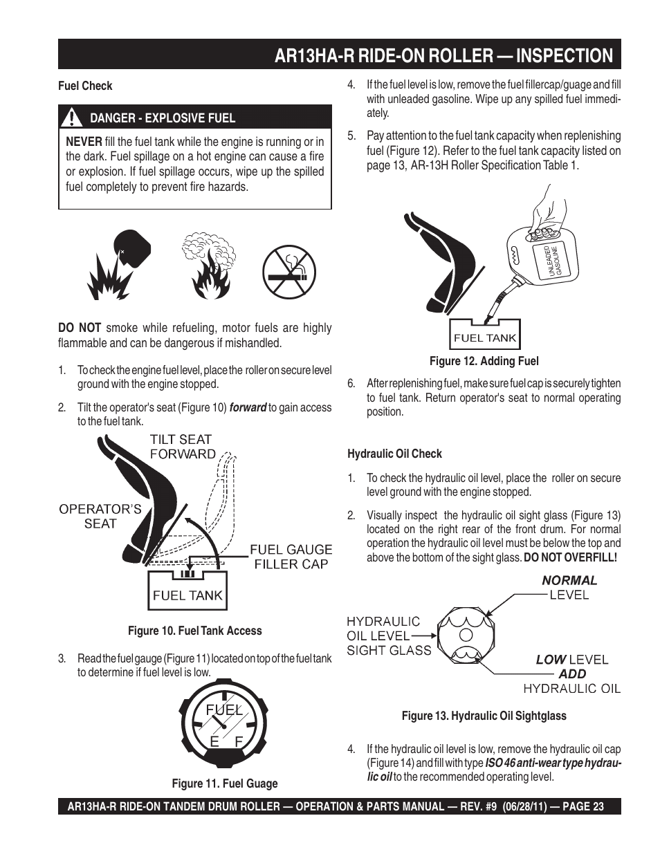 Ar13ha-r ride-on roller — inspection | Multiquip AR13HAR User Manual | Page 23 / 116