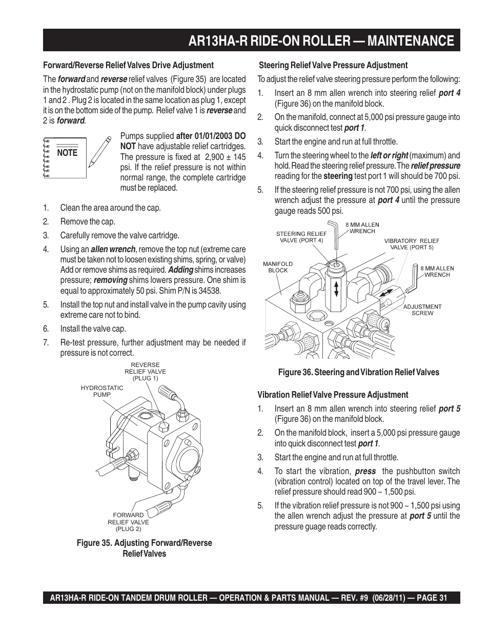 Ar13ha-r ride-on roller — maintenance | Multiquip AR13HAR User Manual | Page 31 / 116