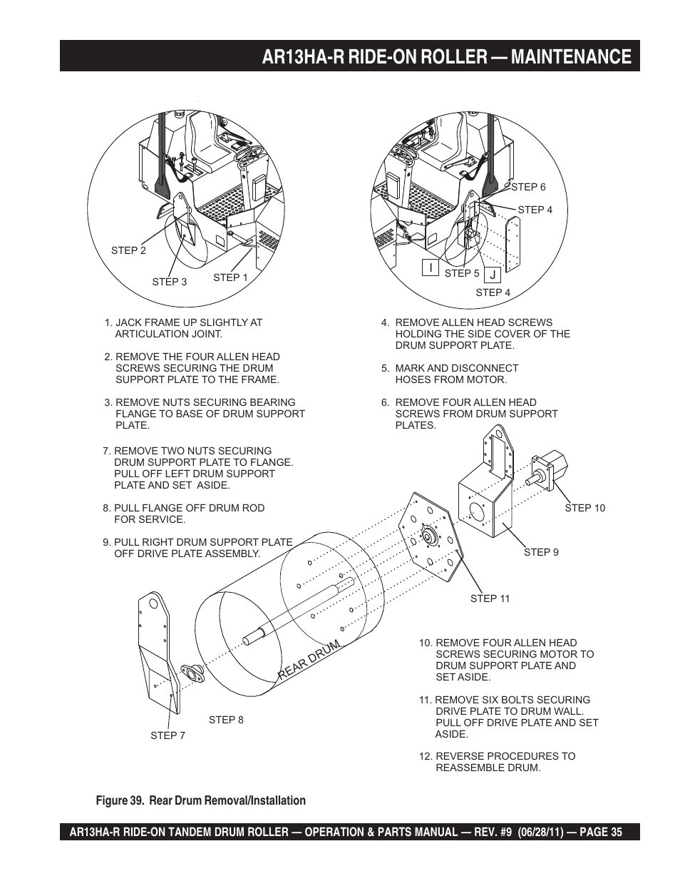 Ar13ha-r ride-on roller — maintenance | Multiquip AR13HAR User Manual | Page 35 / 116