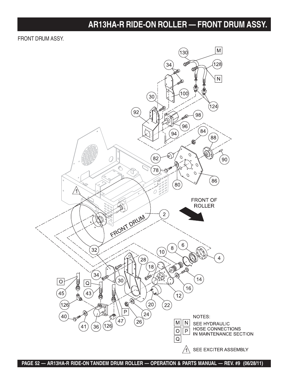 Ar13ha-r ride-on roller — front drum assy | Multiquip AR13HAR User Manual | Page 52 / 116