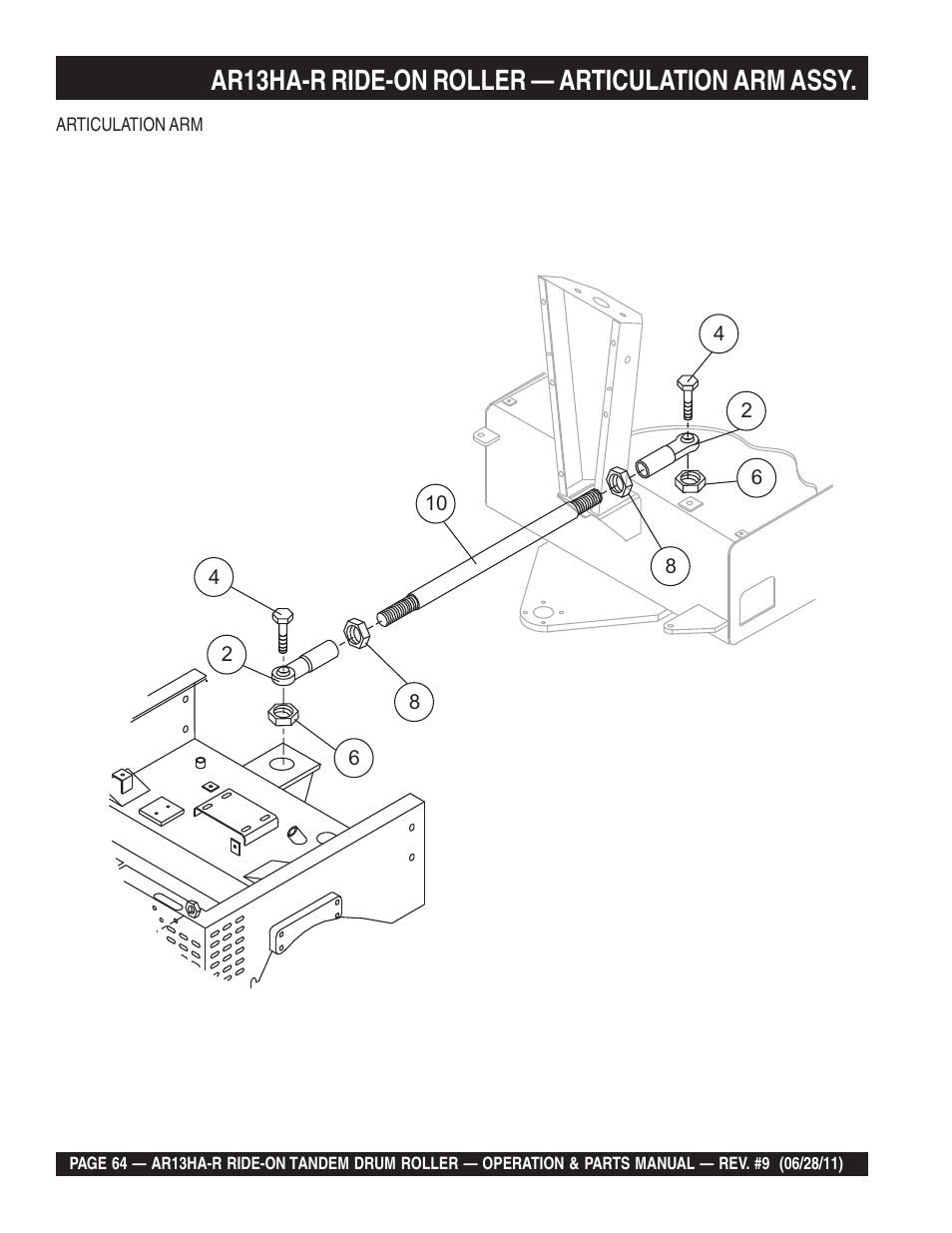 Ar13ha-r ride-on roller — articulation arm assy | Multiquip AR13HAR User Manual | Page 64 / 116