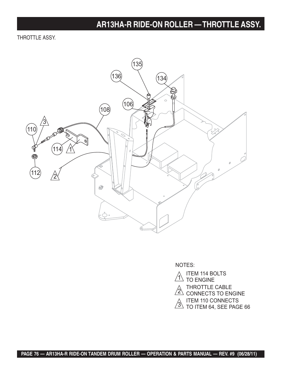 Ar13ha-r ride-on roller — throttle assy | Multiquip AR13HAR User Manual | Page 76 / 116