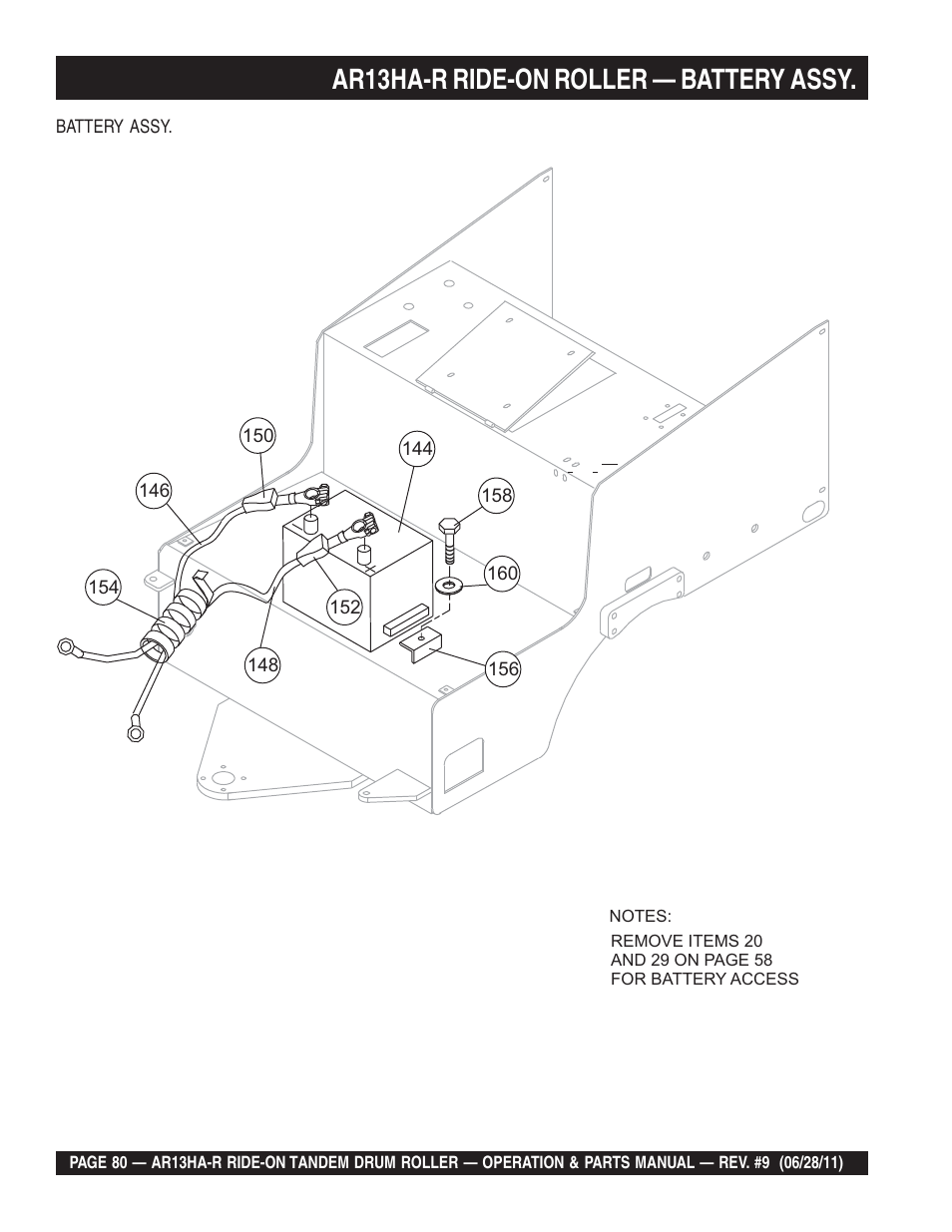 Ar13ha-r ride-on roller — battery assy | Multiquip AR13HAR User Manual | Page 80 / 116