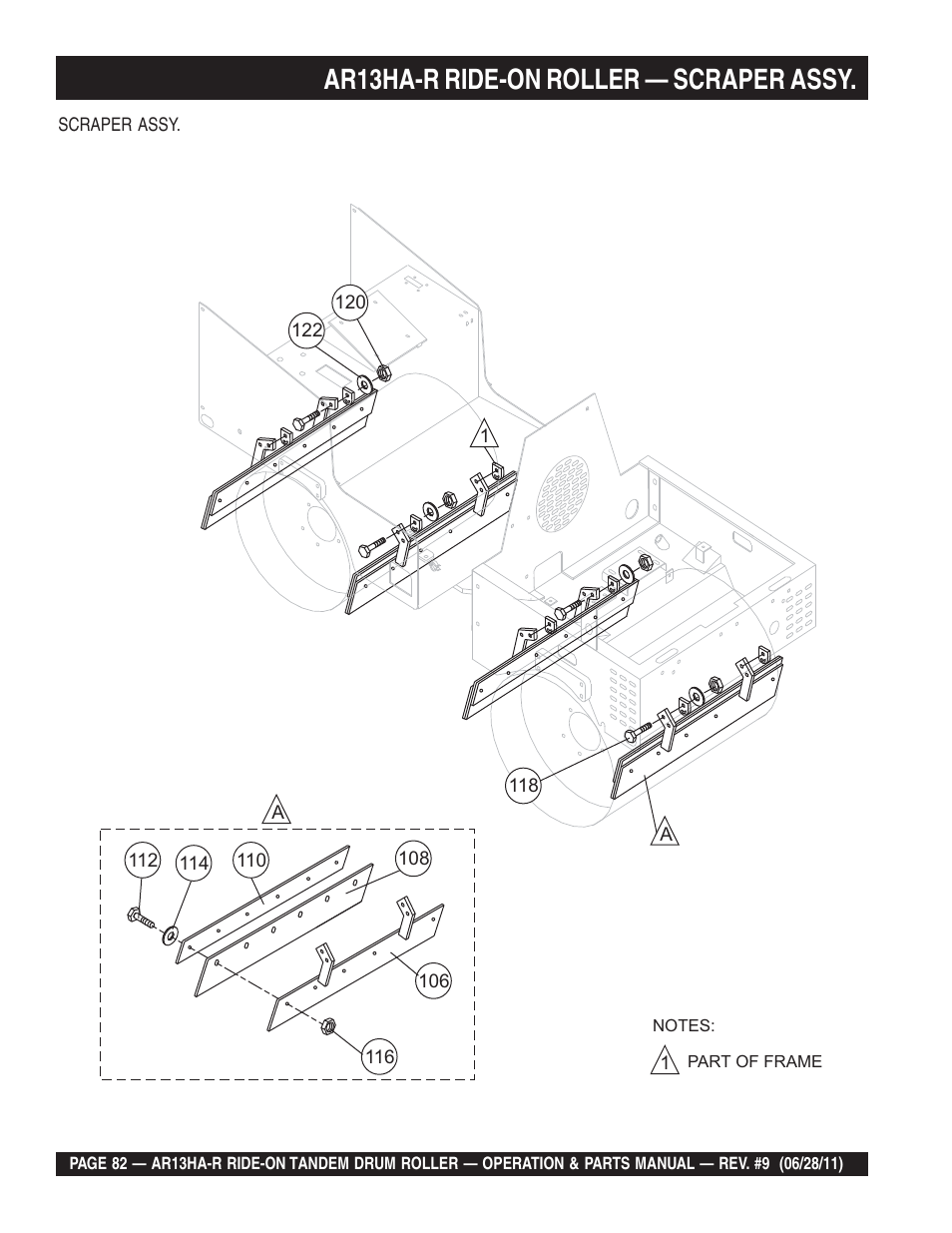 Ar13ha-r ride-on roller — scraper assy | Multiquip AR13HAR User Manual | Page 82 / 116