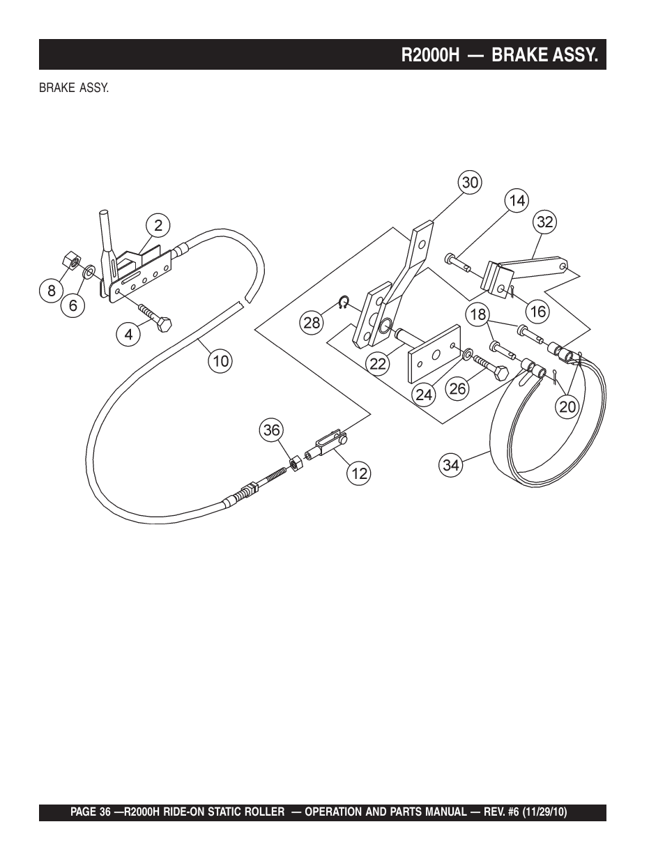 R2000h — brake assy | Multiquip R2000H User Manual | Page 36 / 90