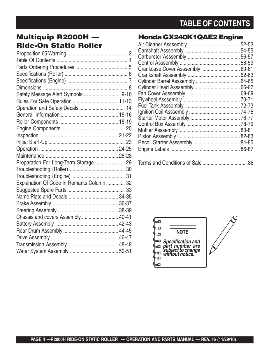 Multiquip R2000H User Manual | Page 4 / 90